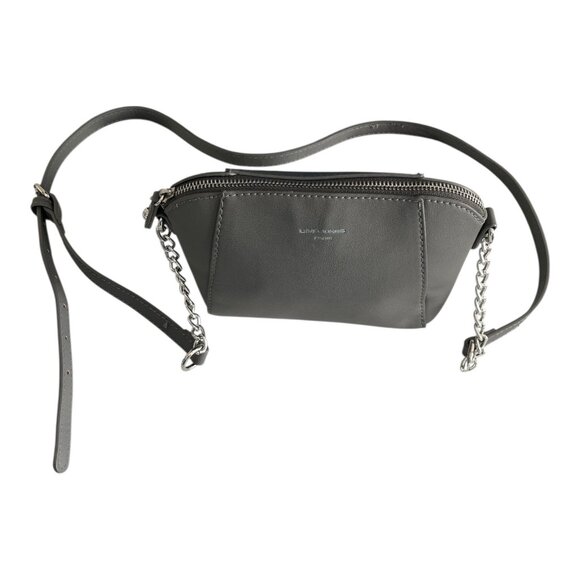 David Jones Paris Gray Crossbody Bag – Faux Leather Chain Strap Purse – 6x9 - Picture 2 of 9